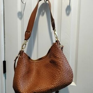 Quince Large Tan Woven Leather Hobo Bag